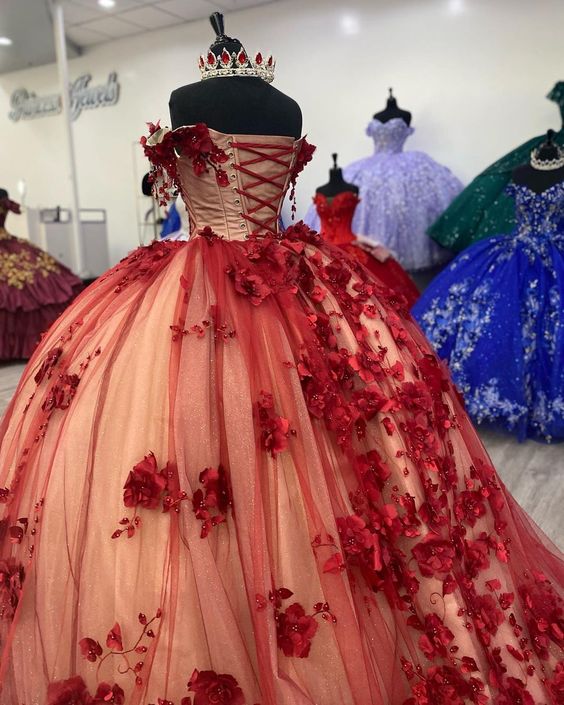 Burgundy quincea�era dress Ball Gown Prom Dresses Evening Gown - View 2 | VelvetHem