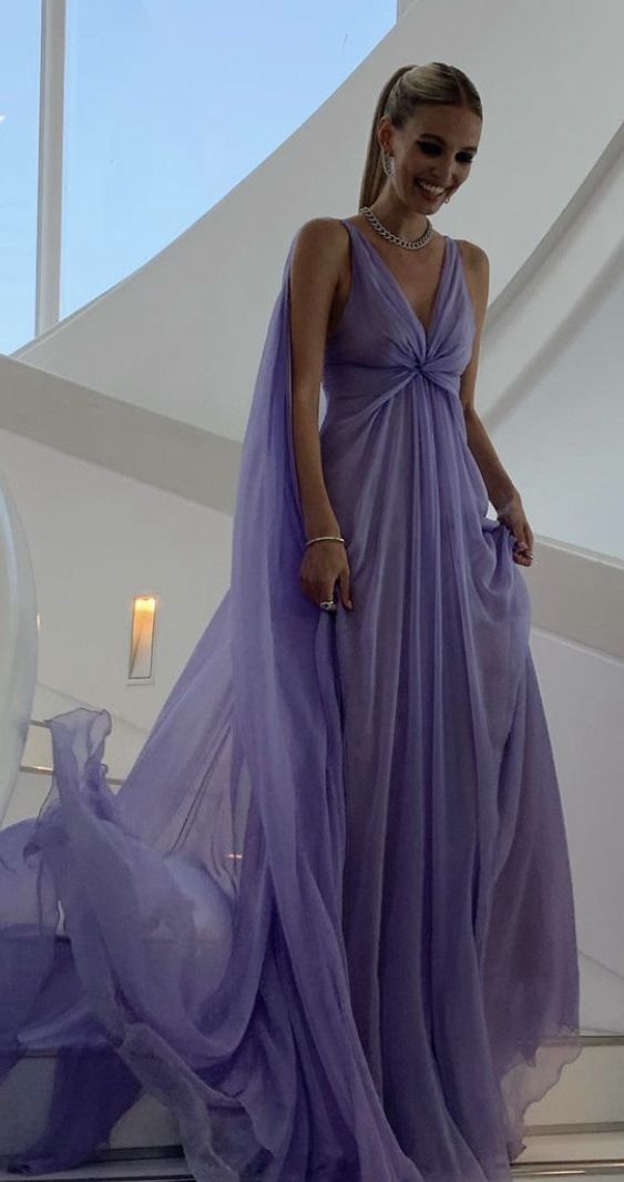 Lilac Long Prom Dresses Party Evening Gowns - VelvetHem