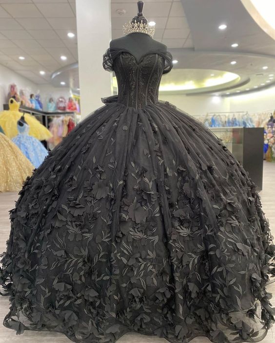 Black quincea�era dress Ball Gown Prom Dresses Evening Gown - VelvetHem