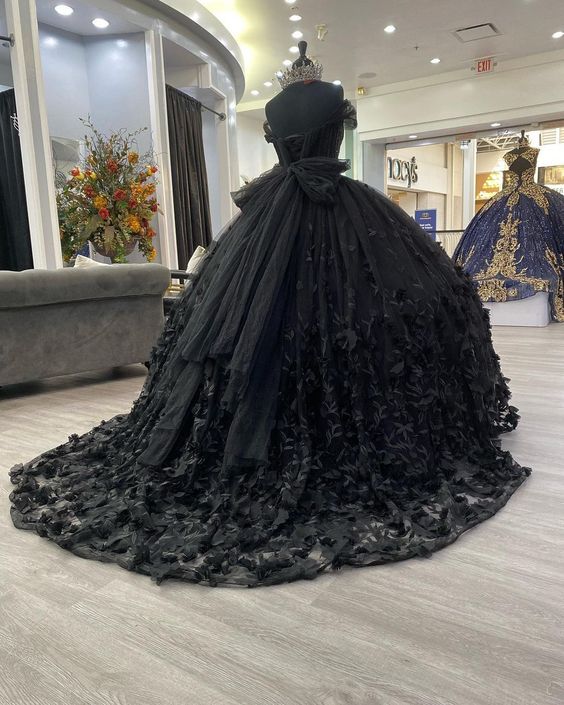 Black quincea�era dress Ball Gown Prom Dresses Evening Gown - View 3 | VelvetHem