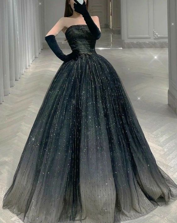 Black Evening Dress, Long Vintage Dress