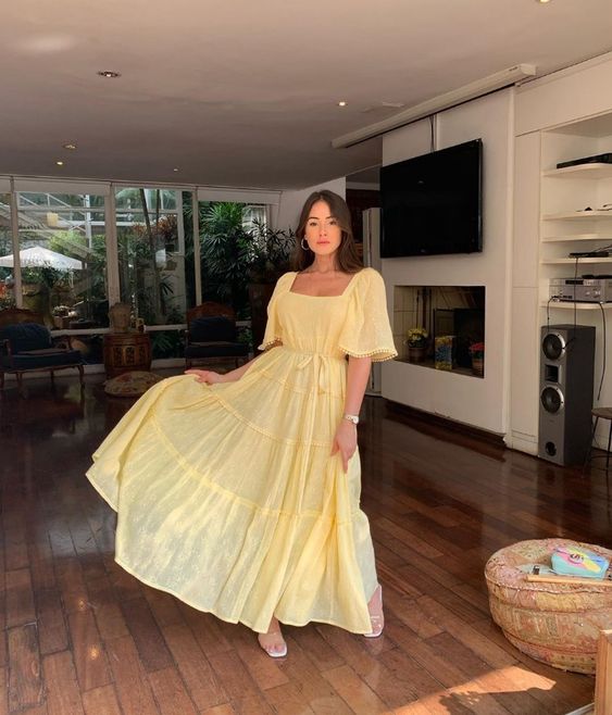 Yellow Evening Dress, Prom Vintage Dress - VelvetHem