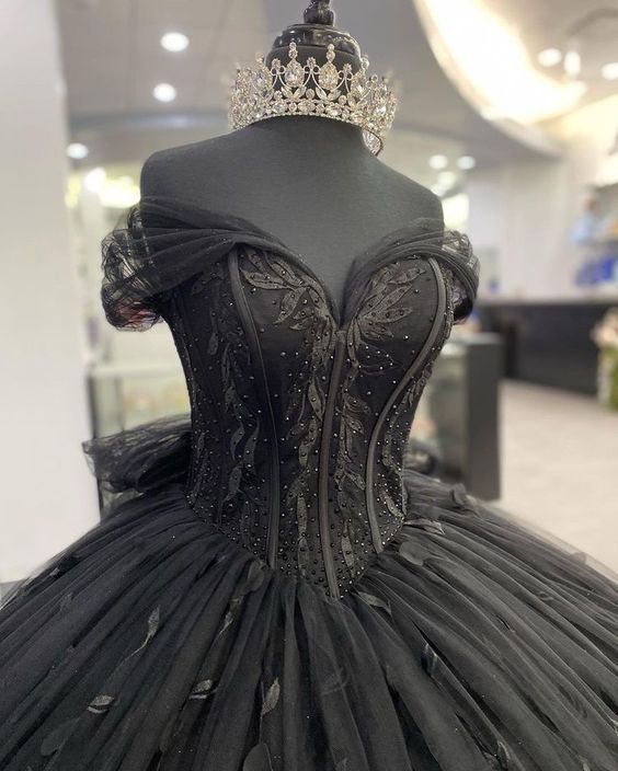 Black quincea�era dress Ball Gown Prom Dresses Evening Gown - View 2 | VelvetHem