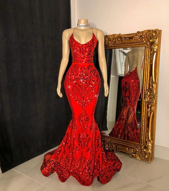 Red Prom Gown,Floor length Prom dress,mermaid gown - VelvetHem