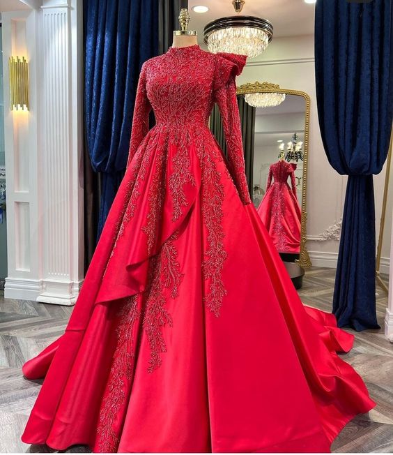 Elegant Red Prom Dress Long Evening Dress - VelvetHem