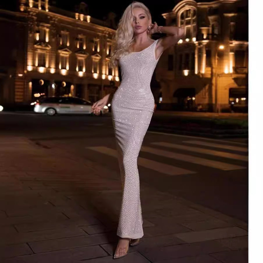 Trendy Stretchy Long Dress Backless Party Prom Dress - VelvetHem
