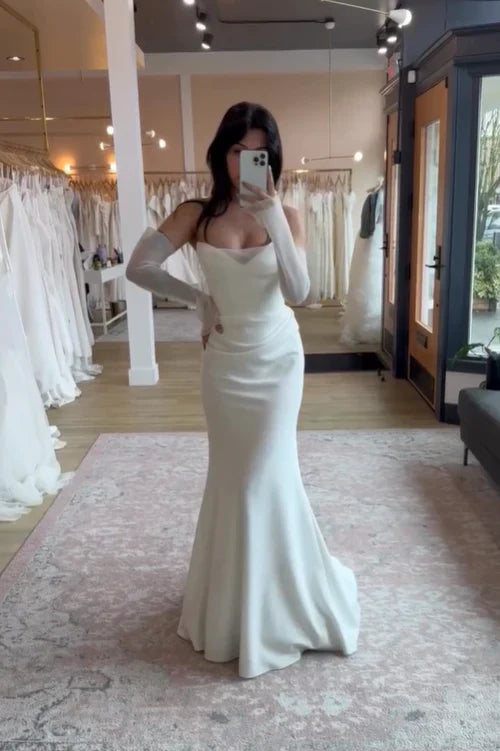 White Strapless Mermaid Long Wedding Dress fg7314 - View 4 | VelvetHem