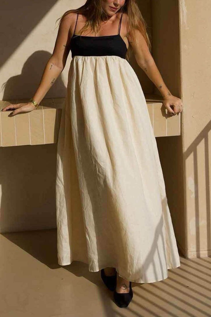 Casual Splice Linen Maxi Vacation Dress