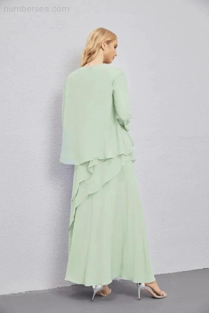 Mother of Bride Dresses with Open Front Lightweight Cardigan Formal Prom Gown 28081 (ZD16990)