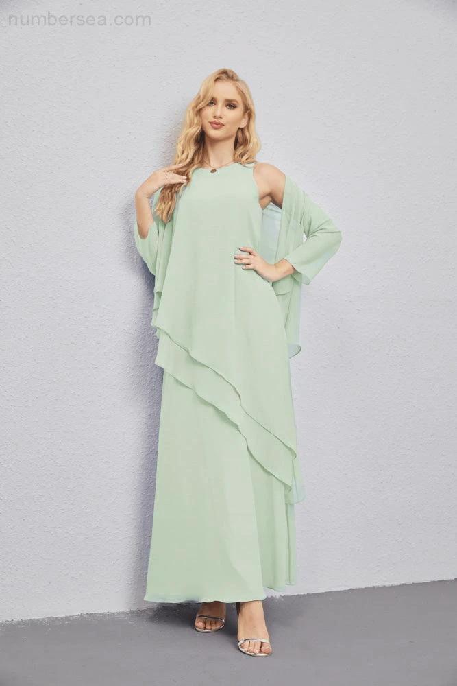 Mother of Bride Dresses with Open Front Lightweight Cardigan Formal Prom Gown 28081 (ZD16990)