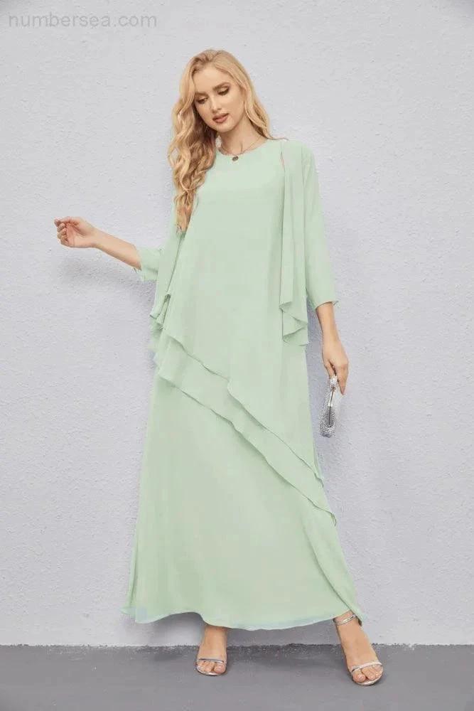Mother of Bride Dresses with Open Front Lightweight Cardigan Formal Prom Gown 28081 (ZD16990)