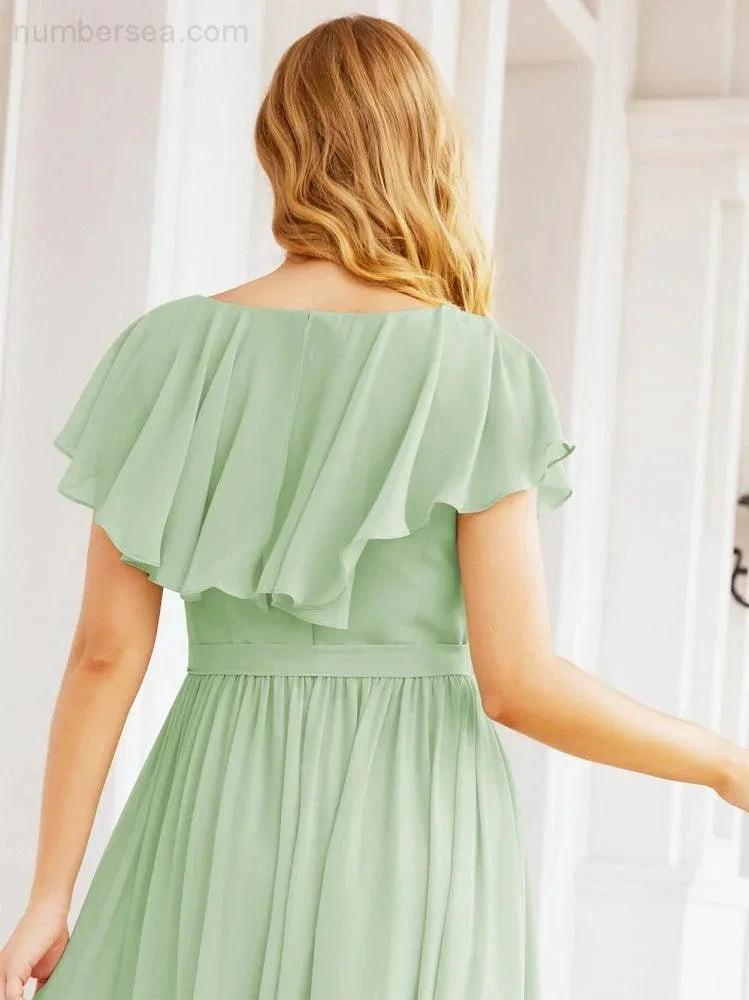 Bridesmaid Dresses with Flutter Sleeves Formal Evening Party Prom Gowns 28044 (ZD17033)