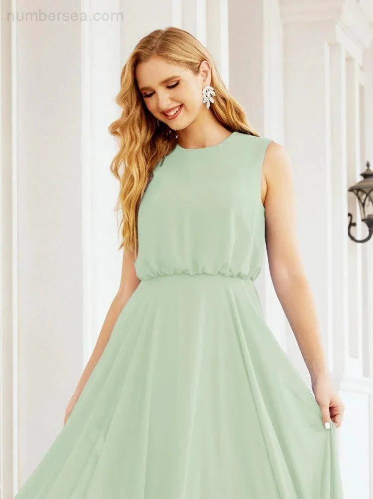 ZapDress Sleeveless Long Bridesmaid Dress A line Formal Evening Prom Gown 28025 (ZD17053)