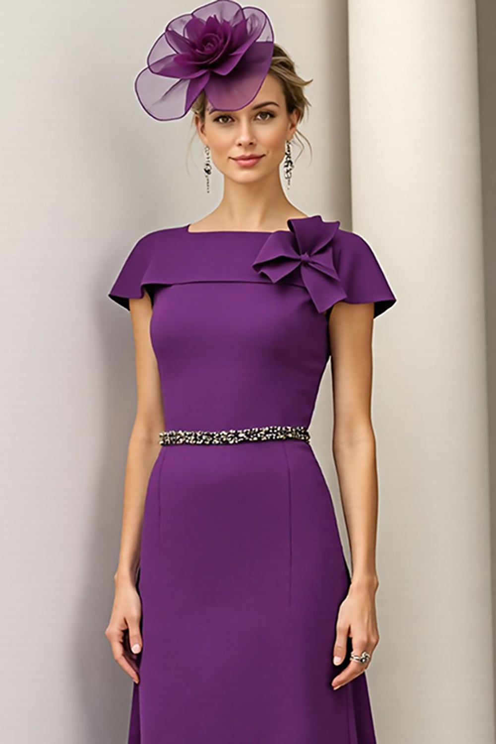 Burgundy A Line Floral Mother Of The Bride Dress