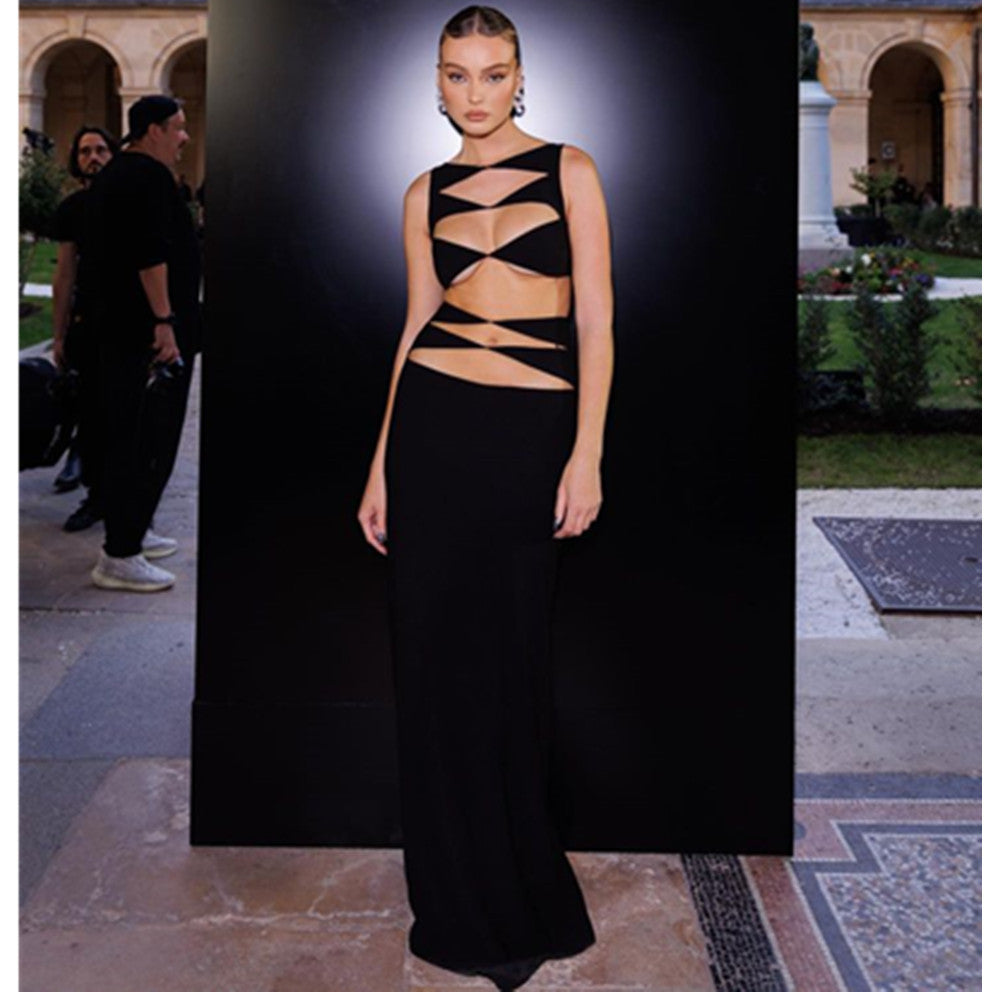 Chic Hollow-Out Two-Piece Bandage Dress Red Carpet Prom Dress - VelvetHem