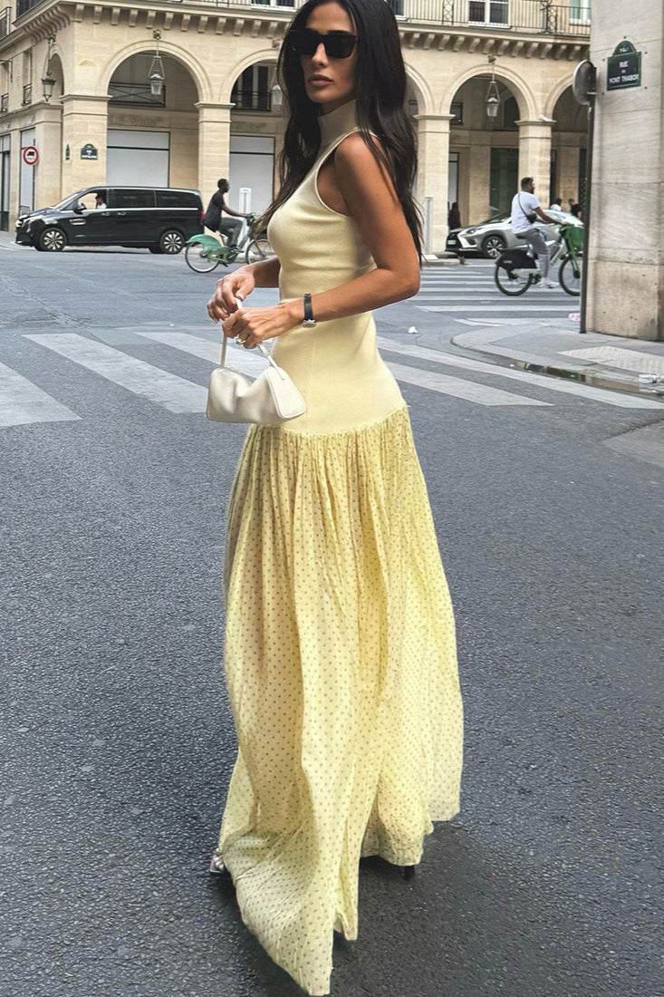 Polka Dot Patchwork Maxi Dress - View 2 | VelvetHem
