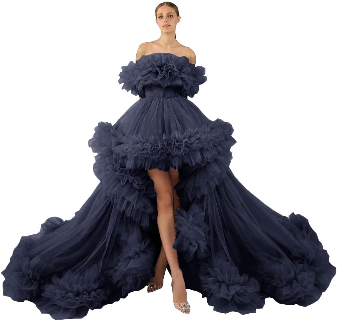 Ruffles Tulle Robe for Maternity Photoshoot Sheer Off Shoulder Maternity Robe Pregnant Baby Shower Prom Gown