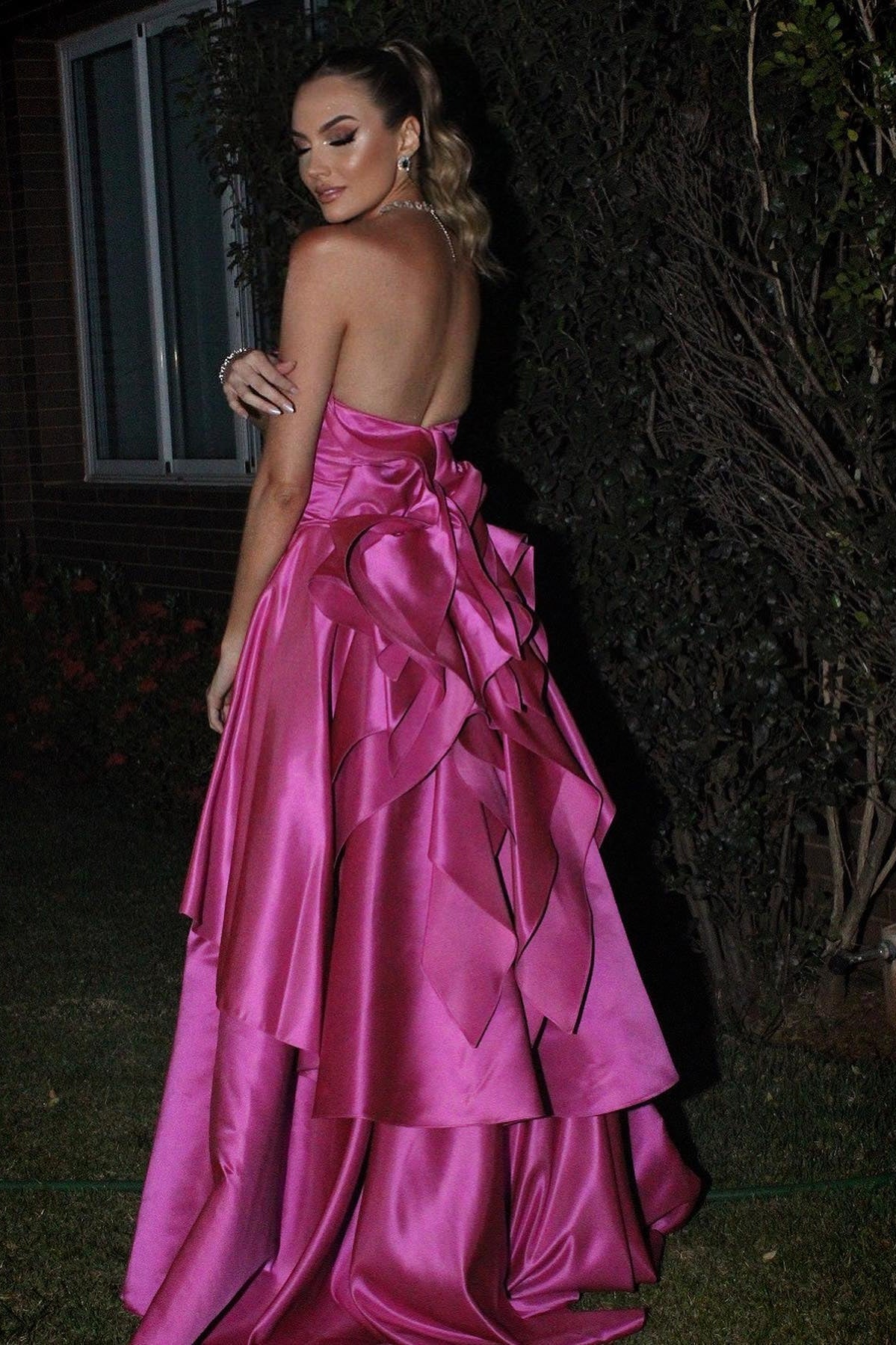 Stylish A Line Sweetheart Pink Long Party Dress with Ruched - View 4 | VelvetHem