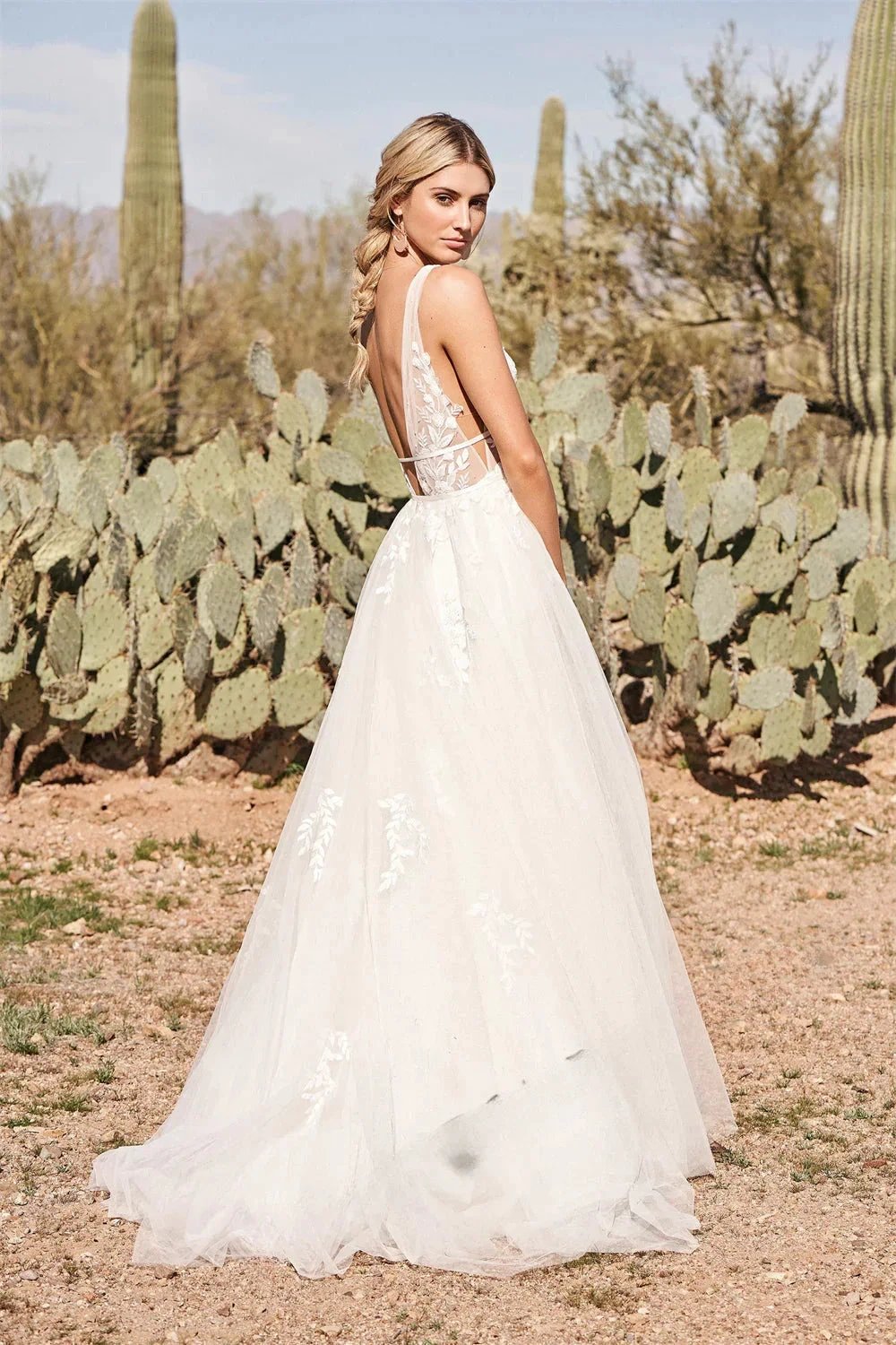 Pastrol Wedding Dresses V-neck Backless Tulle For Women 2023 Bride A-LINE Appliques Vestidos De Novia Made To Order (ZD13385)