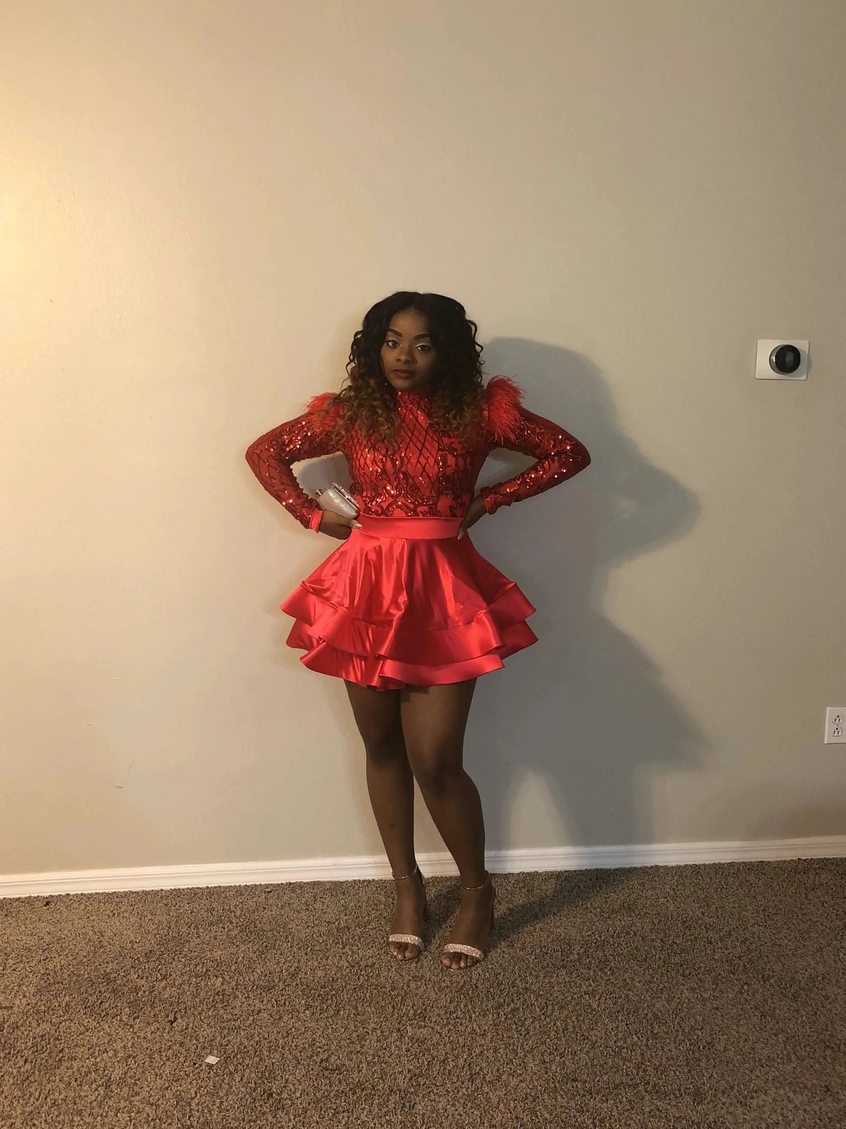 Glitter Red A-line Homecoming Dress Party Dress (ZD12685) - VelvetHem