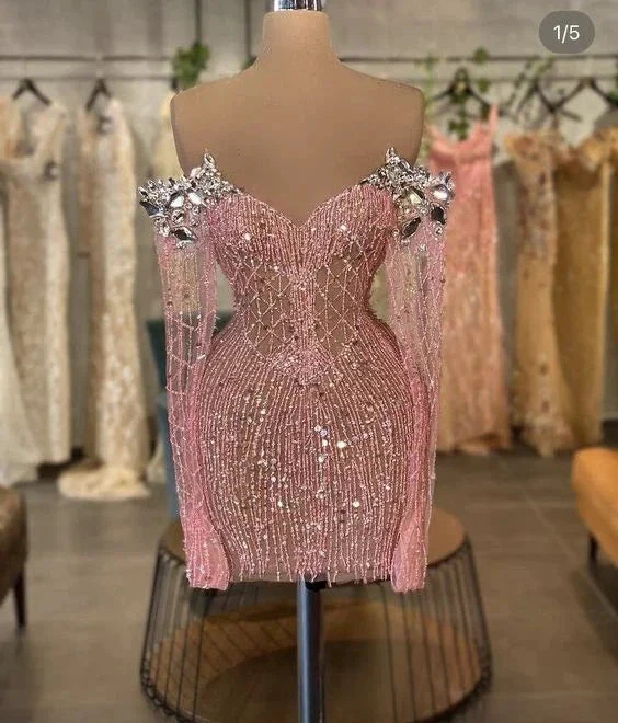 Luxurious Pink Homecoming Dress Chic Homecoming Dress Y1965 by simplepromdress