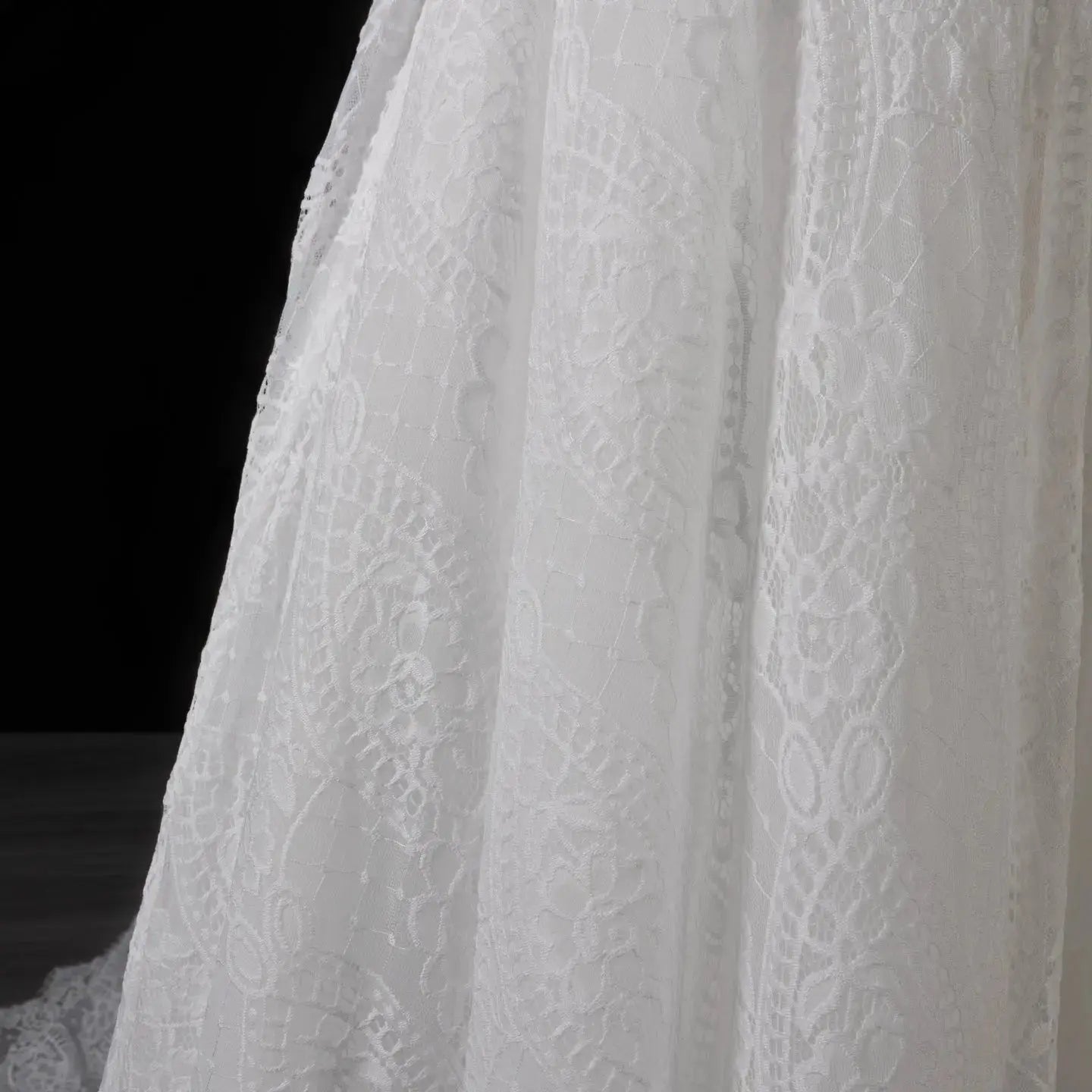 Luxury High Neck Lace Wedding Dress with Overskirt ZP174