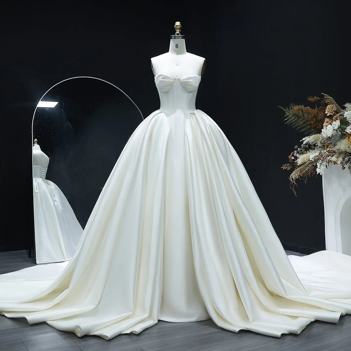 Luxury Sweetheart Satin Ball Gown Wedding Dress with Overskirt ZP185 - VelvetHem