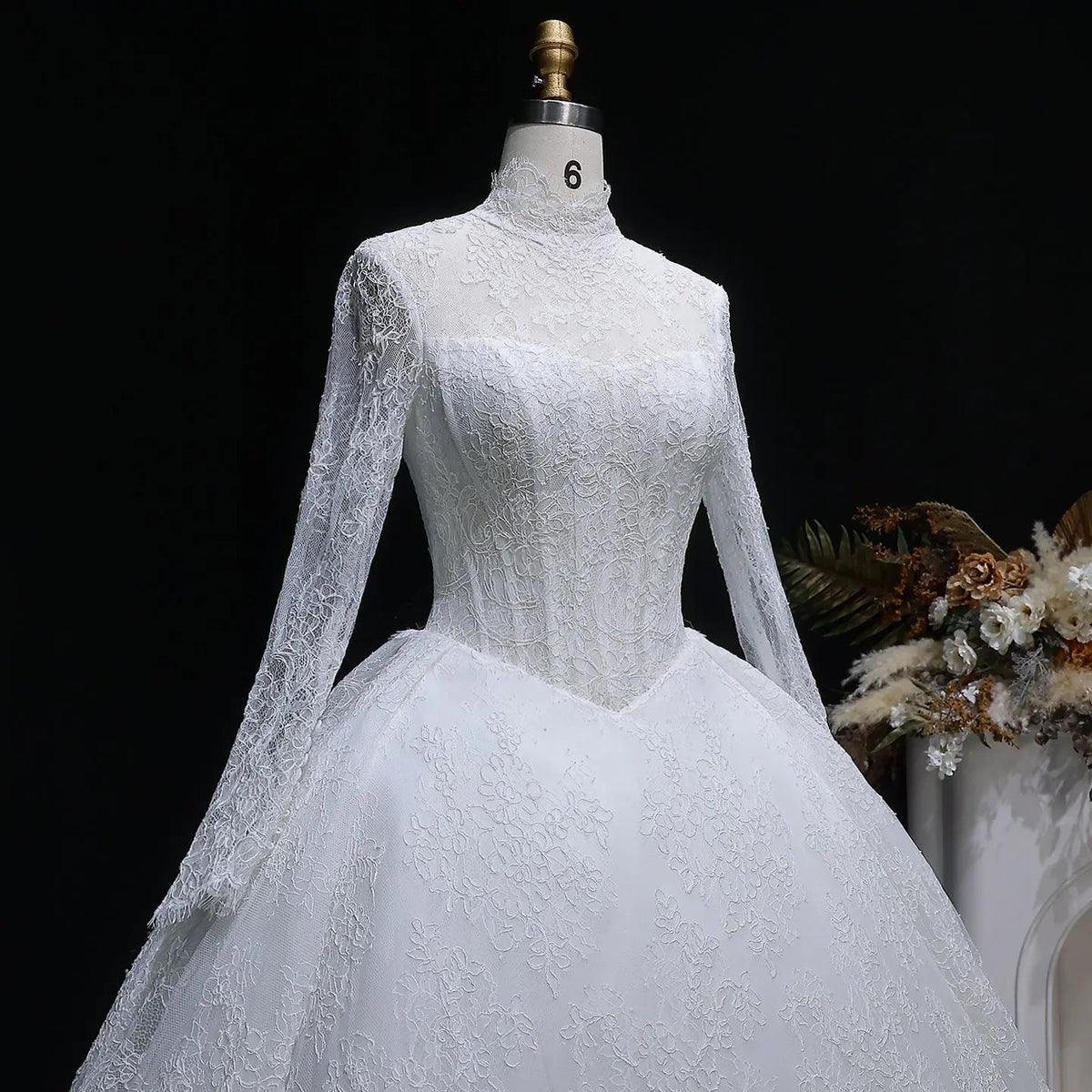 Luxury High Neck Lace Wedding Dress ZP182