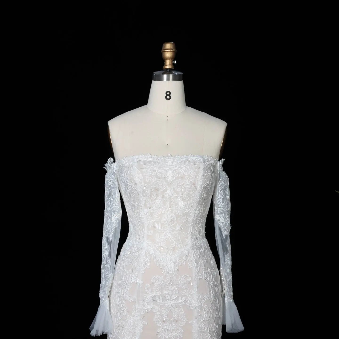 Off White Lace Stunning Feminine Mermaid Wedding Dress Train ZP036