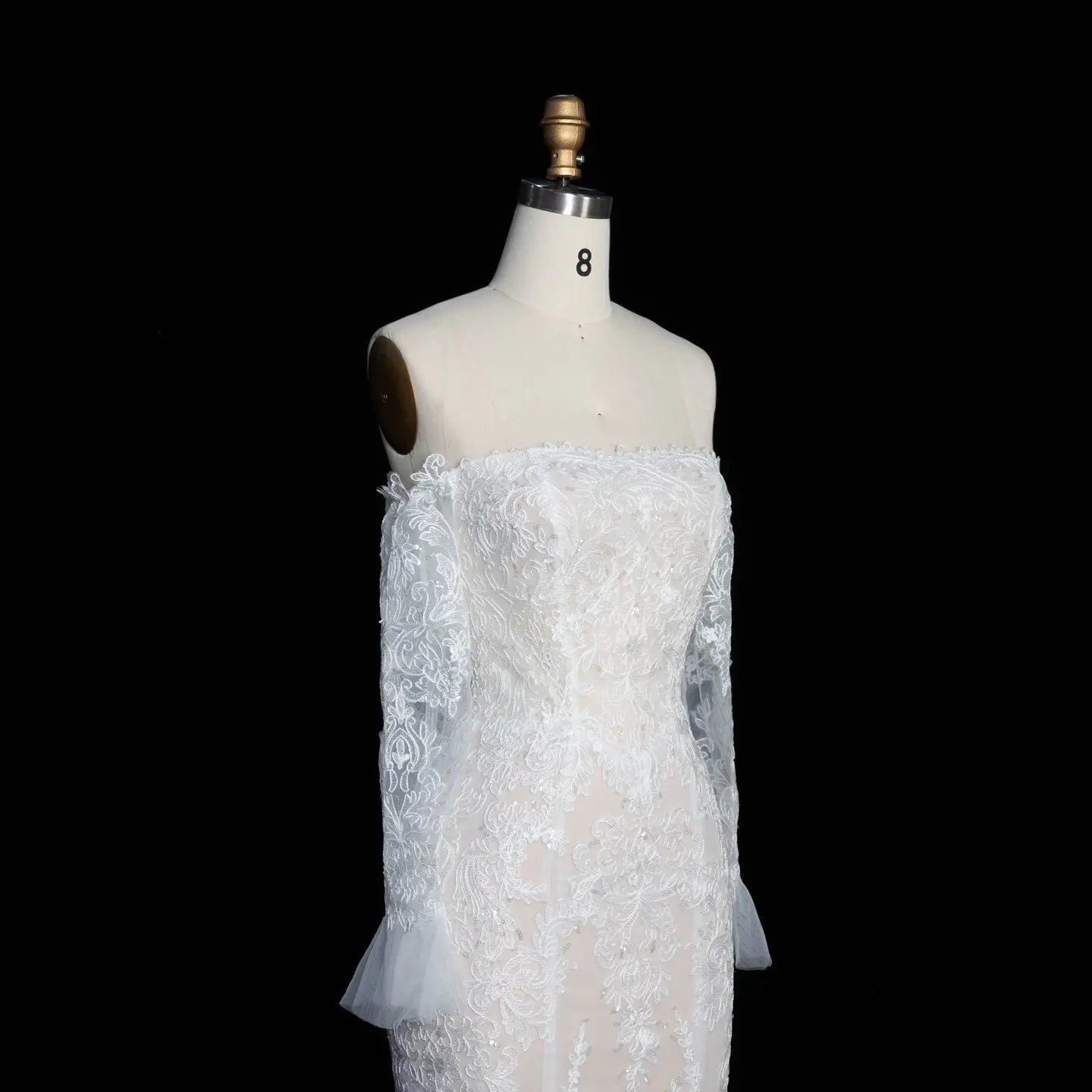Off White Lace Stunning Feminine Mermaid Wedding Dress Train ZP036