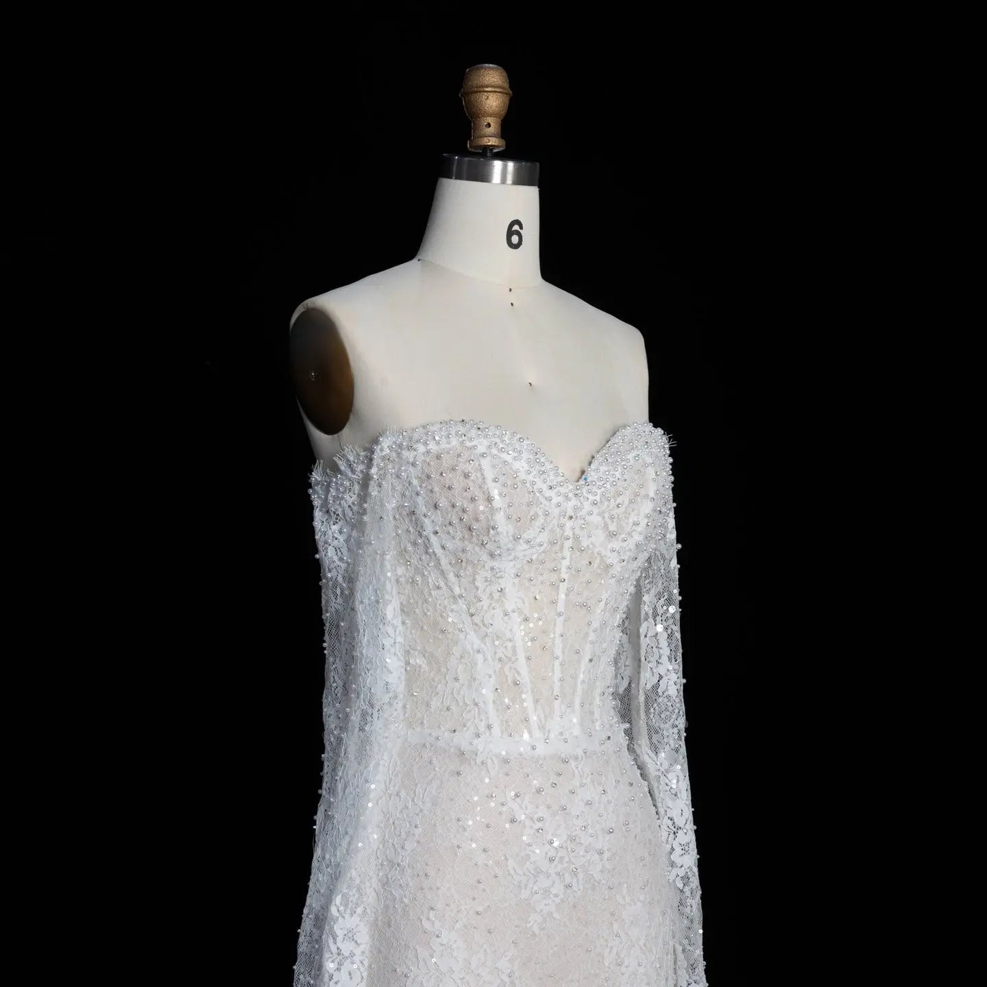White Boho Romantic Lace Mermaid Wedding Dress Beaded Sequins With Lace Train ZP038