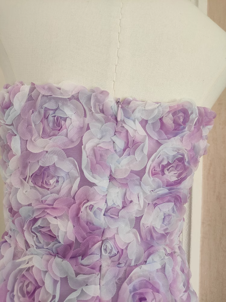 Sexy A Line Sweetheart Lilac Lace Vacation Dresses Short Floral Birthday Outfits - View 4 | VelvetHem