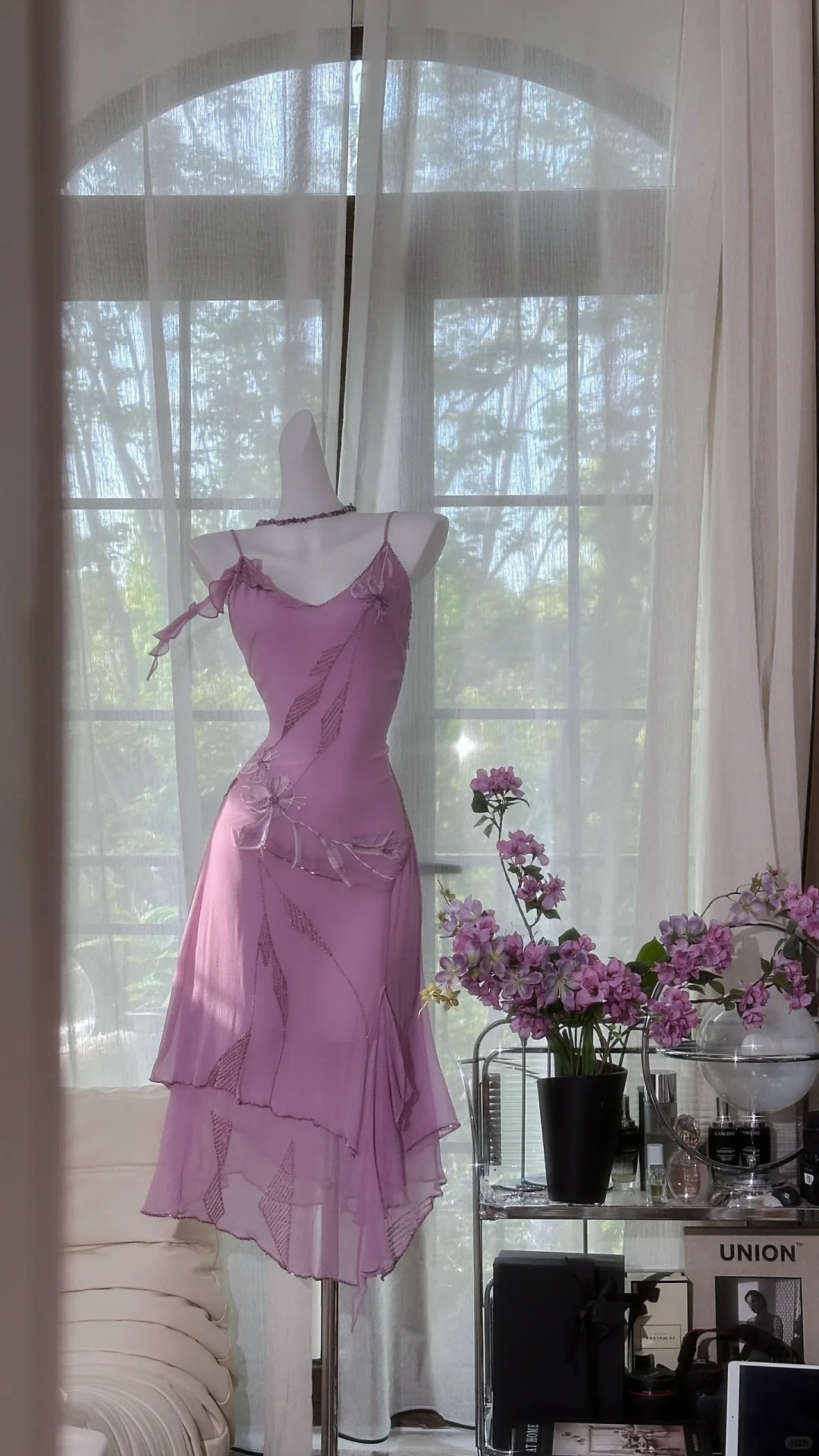 Classy Spaghetti Straps V Neck Purple Chiffon Homecoming Dress Short Party Dress
