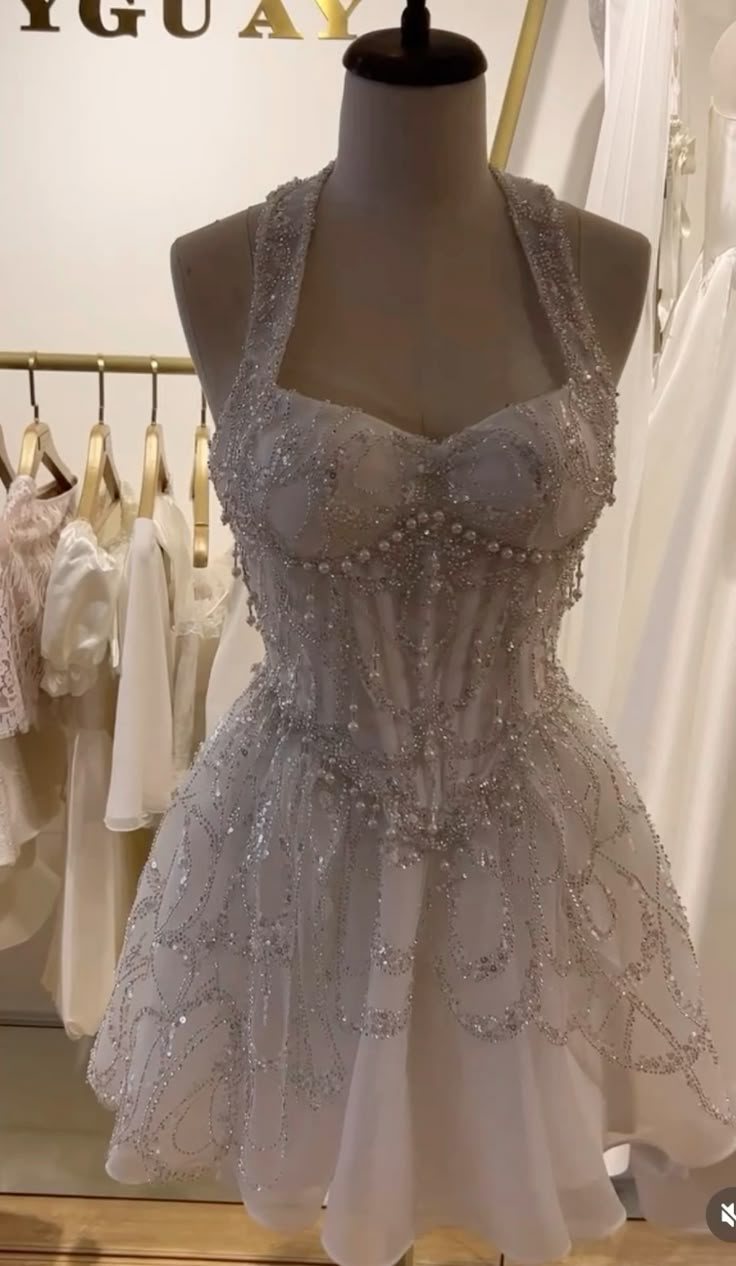 Beautiful White Tulle Beaded A Line Birthday Outfits Short Homecoming Dress Wedding Dress - VelvetHem