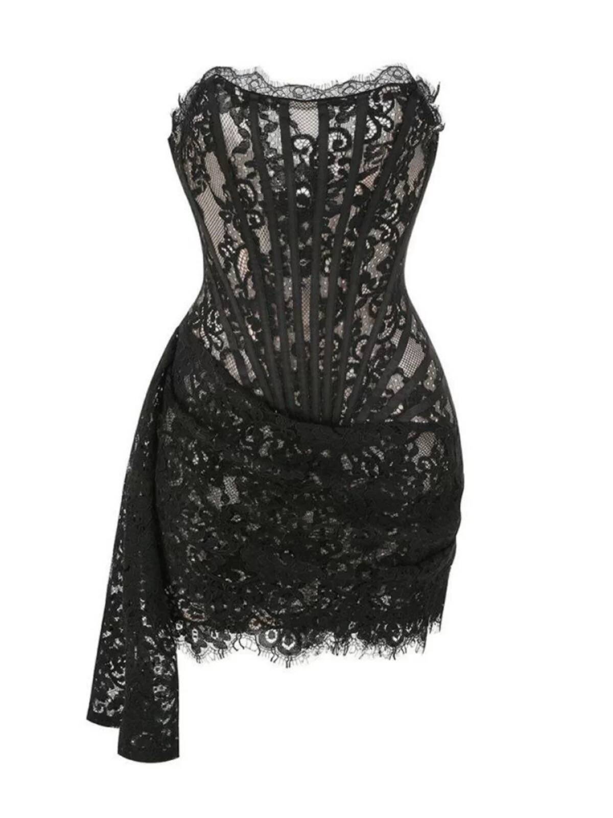 Sexy Burgundy Strapless Lace Sheath Short Cocktail Dress Homecoming Dress - View 8 | VelvetHem
