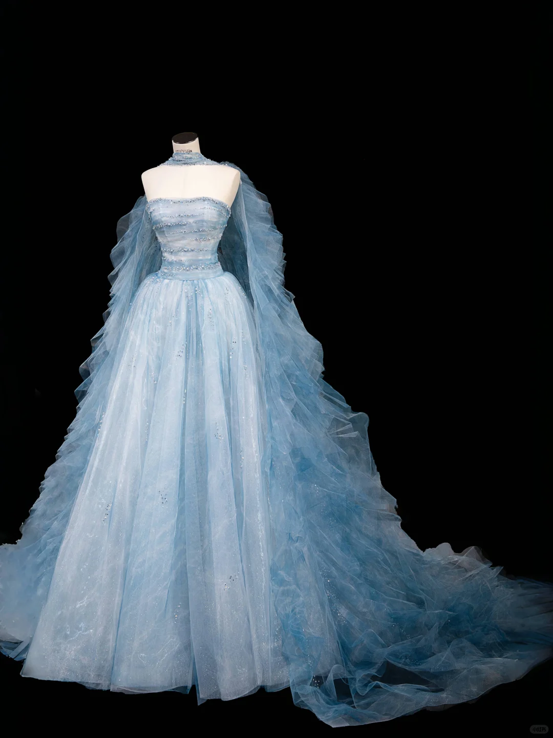 Dream Blue Tulle Beaded A Line Prom Dress Long Evening Dress Y8691 - VelvetHem