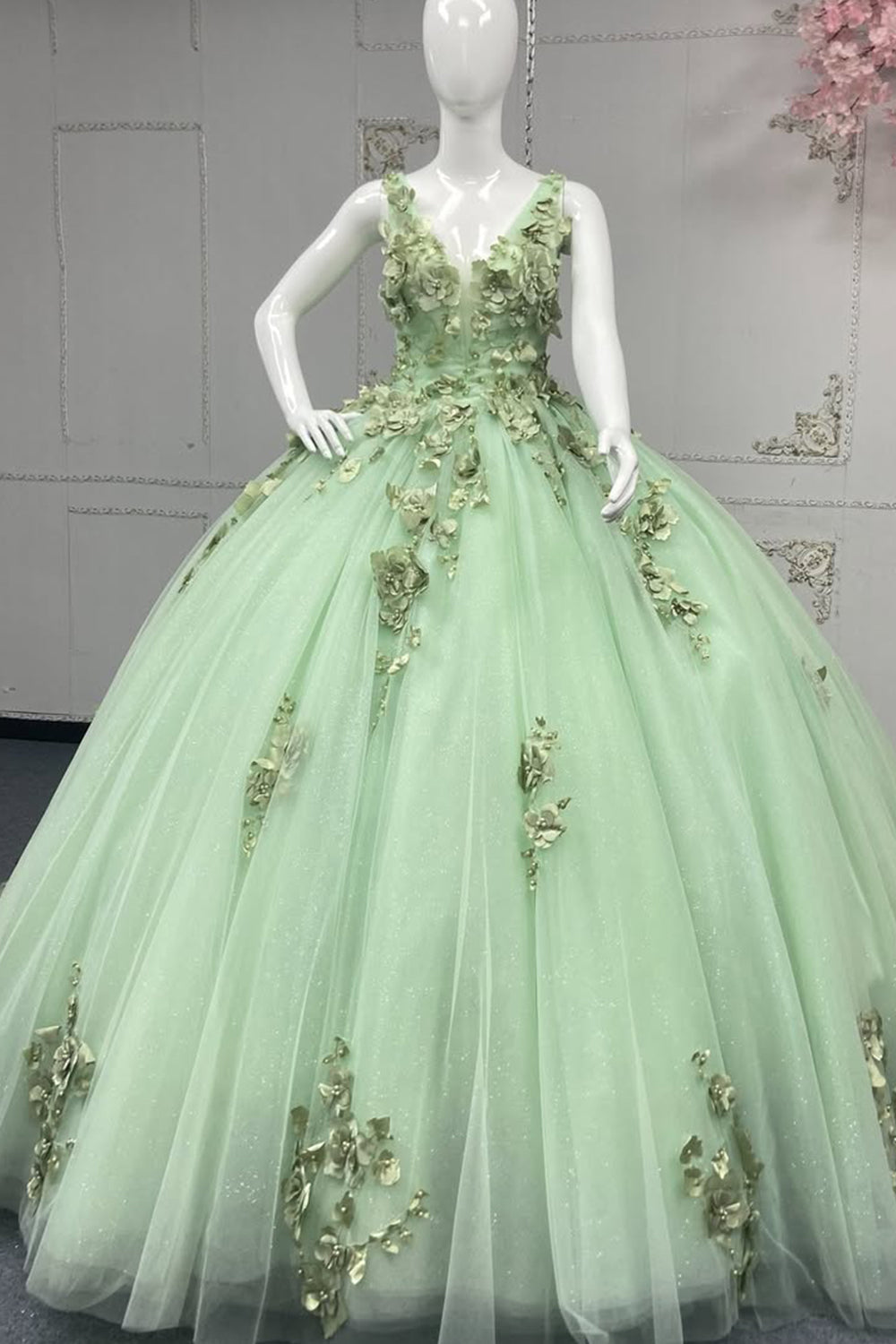 Charming A Line V Neck Green Quinceanera Dress with Criss Cross Back Appliques - VelvetHem