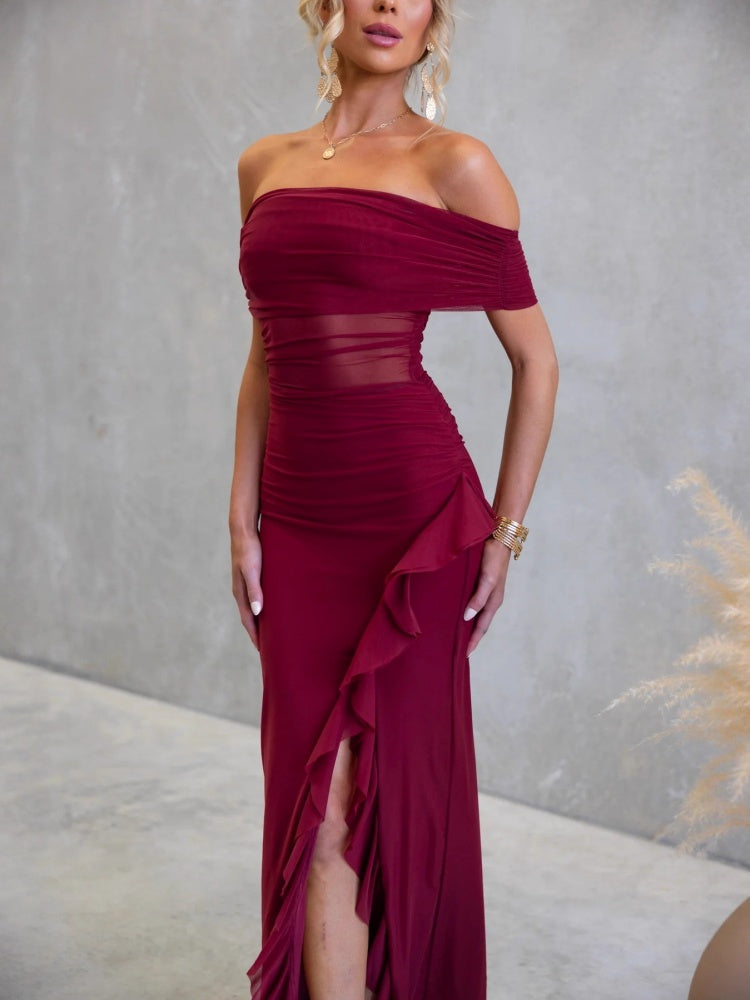 Slit Sheer Bodycon Maxi Dress