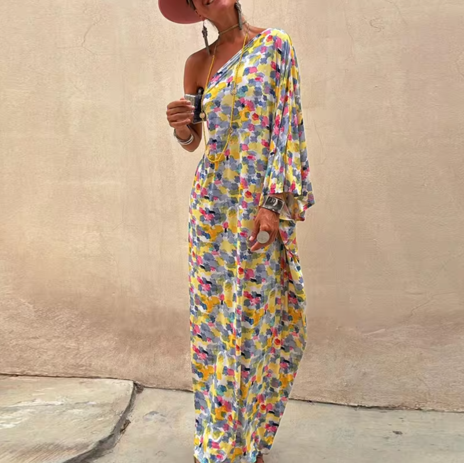 Rosetta Timeless Floral Print One Shoulder Maxi Dress Elevated Occasion Wear