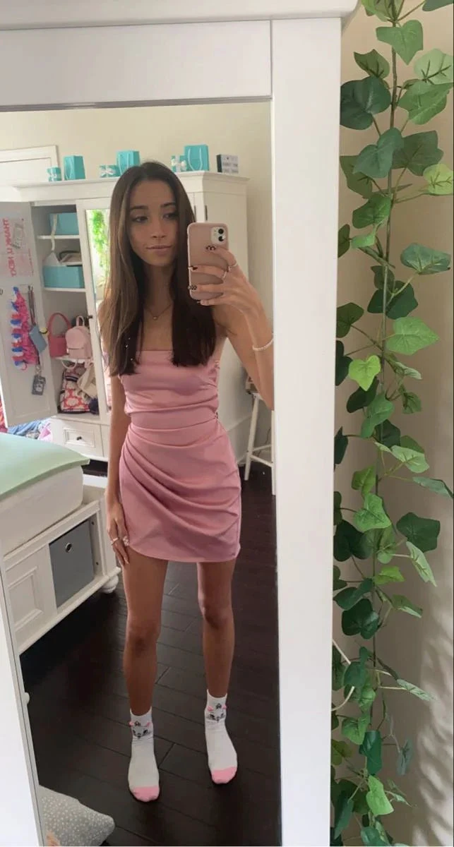 Cute Pink Bodycon Dress Pink Homecoming Dress Y2124 by simplepromdress