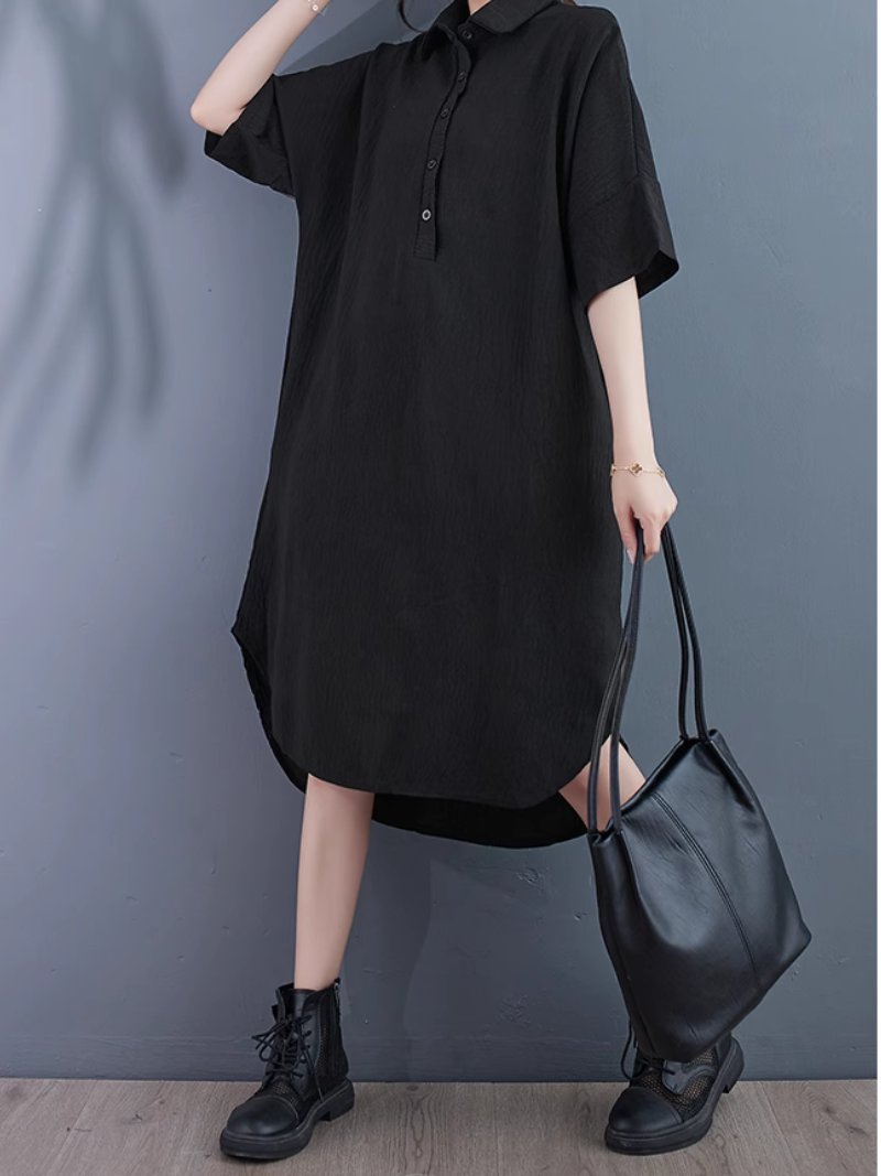 High Quality Solid Color Shirt Dress