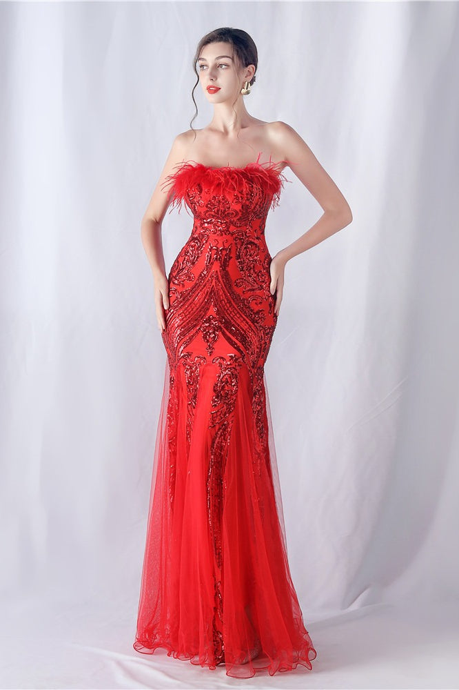 Ostrich Feather Sequin Dress with Relaxed Fit and Seasonal Wardrobe Essential