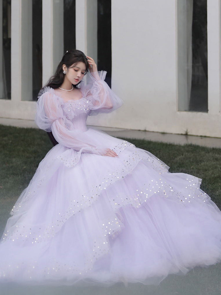 Women's tulle long ball gown prom dresses