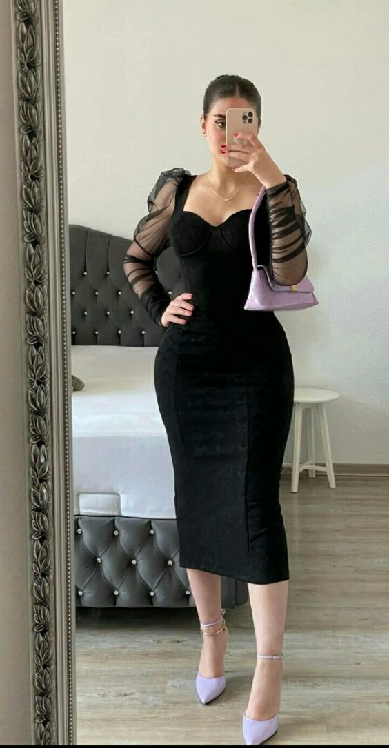Black Evening Dress Spaghetti Straps Prom Dress Party Dress