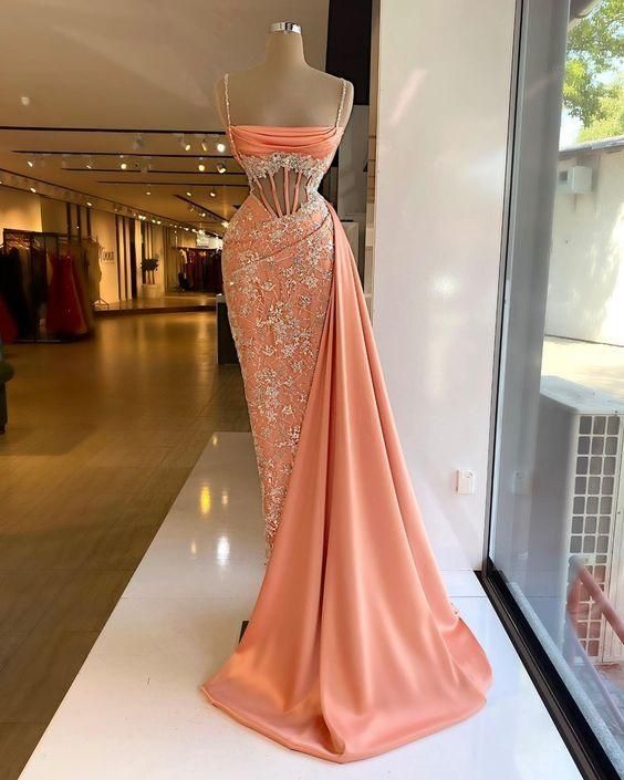 Mermaid Long Evening Dress Spaghetti Straps Prom Dress Party Dress - VelvetHem