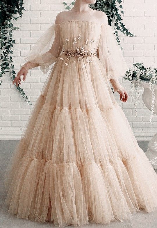 Champagne Evening Dress Long Prom Dress Party Dress - VelvetHem