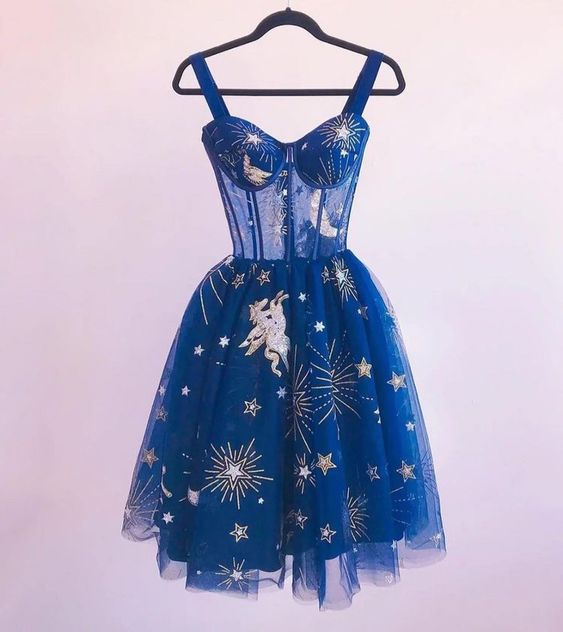 Blue Short Party Dress Homecoming Dress - VelvetHem