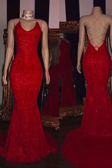 Red prom dresses, lace prom dresses, sequins prom dresses, custom make evening dresses - VelvetHem