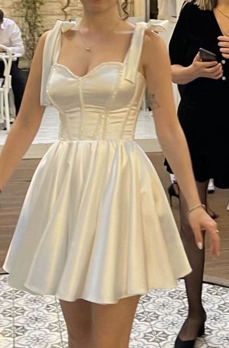 Ivory Short Party Dress Homecoming Dresses - VelvetHem