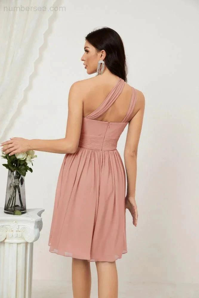 ZapDress Women Chiffon Short One Shoulder Bridesmaid Dress Formal Dresses for Party Homecoming 2804 (ZD16948)